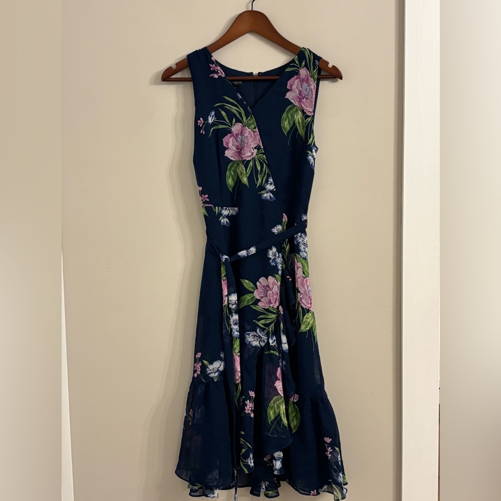 Talbots Floral Navy Dress